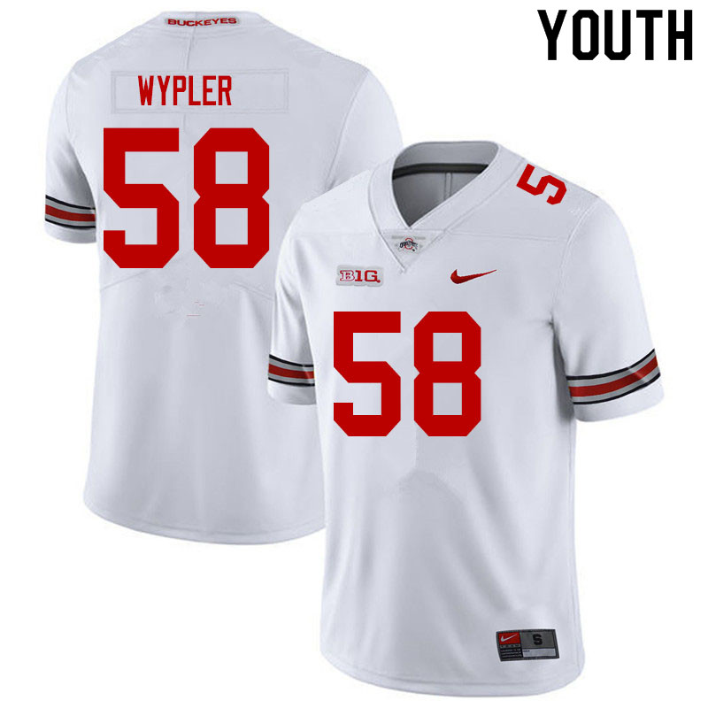 Ohio State Buckeyes Luke Wypler Youth #58 White Authentic Stitched College Football Jersey